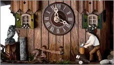 12" Musical Wood Chopper Quartz Hand Carved German Cuckoo Clock