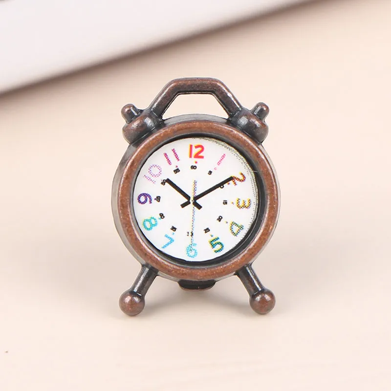 1PC 6 Colors 1:12 Scale Alarm Clock Doll Kitchen Living Room Miniature Dollhouse Mini Home Decoration Toy