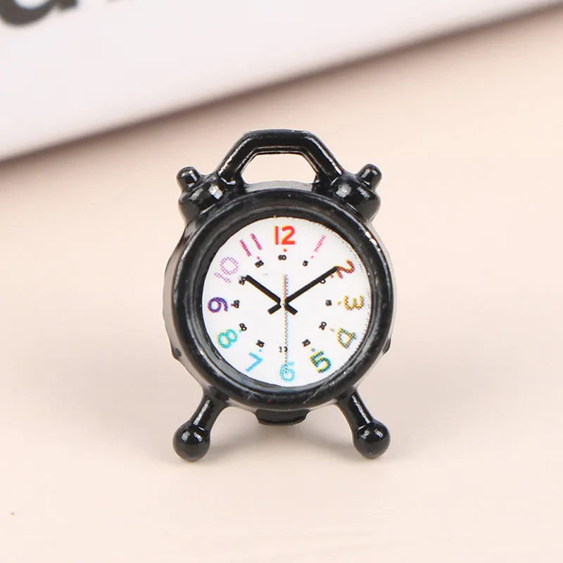1PC 6 Colors 1:12 Scale Alarm Clock Doll Kitchen Living Room Miniature Dollhouse Mini Home Decoration Toy