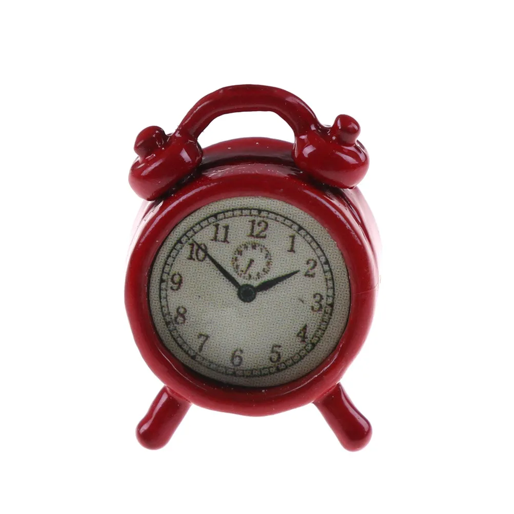 1PC 6 Colors 1:12 Scale Alarm Clock Doll Kitchen Living Room Miniature Dollhouse Mini Home Decoration Toy