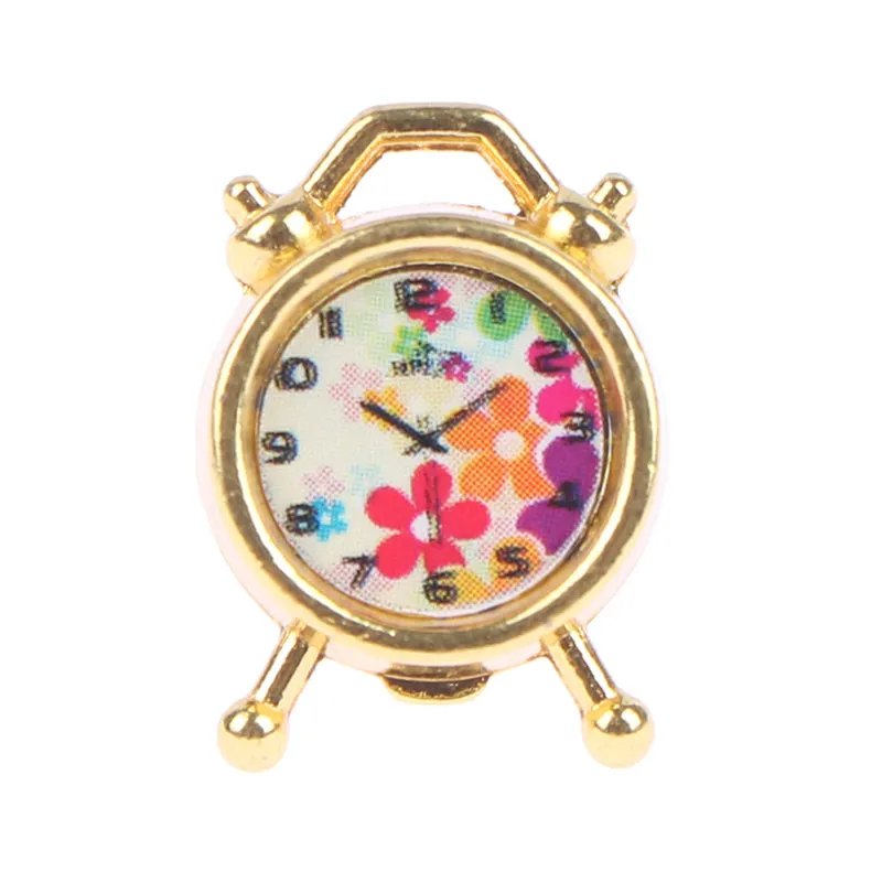 1PC 6 Colors 1:12 Scale Alarm Clock Doll Kitchen Living Room Miniature Dollhouse Mini Home Decoration Toy