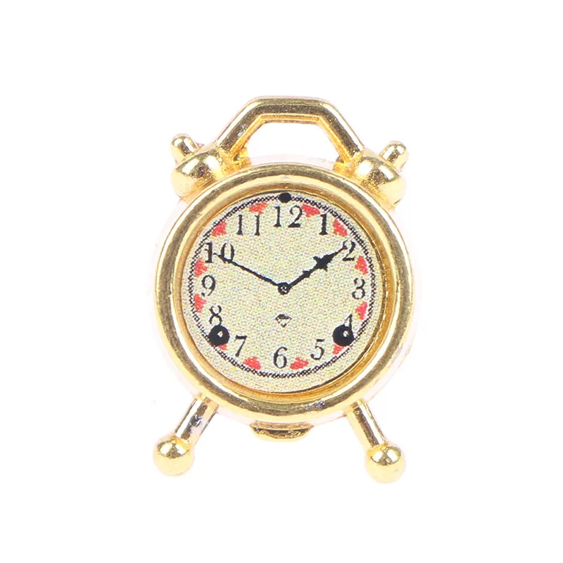 1PC 6 Colors 1:12 Scale Alarm Clock Doll Kitchen Living Room Miniature Dollhouse Mini Home Decoration Toy