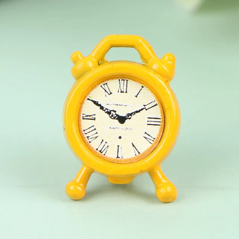 1PC 6 Colors 1:12 Scale Alarm Clock Doll Kitchen Living Room Miniature Dollhouse Mini Home Decoration Toy