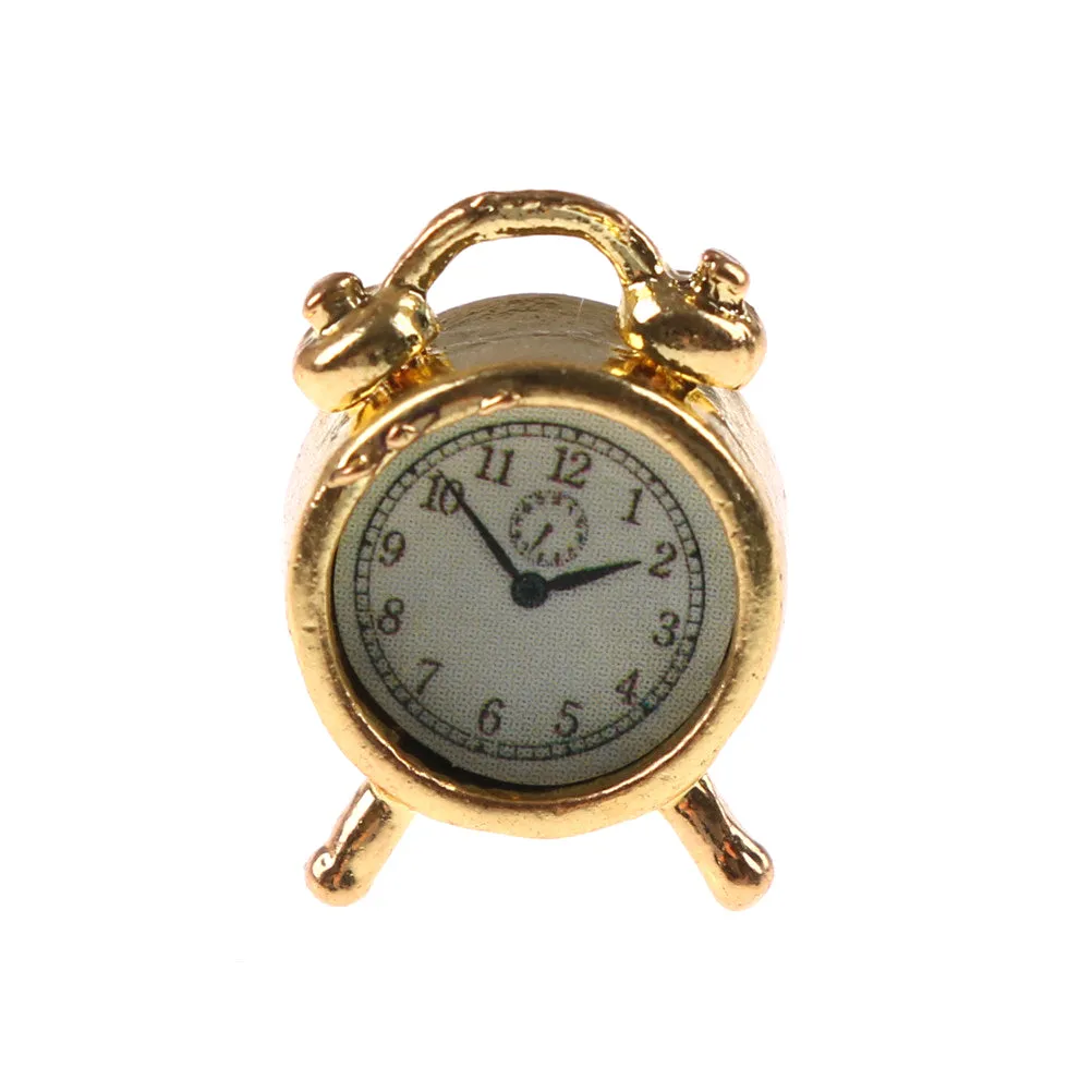 1PC 6 Colors 1:12 Scale Alarm Clock Doll Kitchen Living Room Miniature Dollhouse Mini Home Decoration Toy