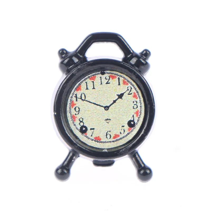 1PC 6 Colors 1:12 Scale Alarm Clock Doll Kitchen Living Room Miniature Dollhouse Mini Home Decoration Toy