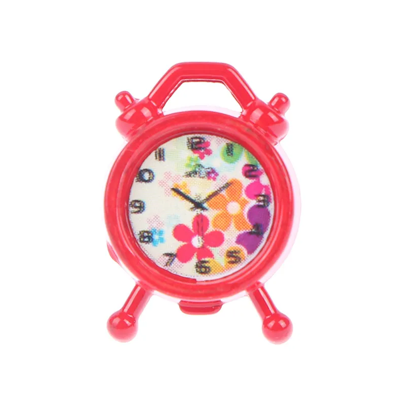 1PC 6 Colors 1:12 Scale Alarm Clock Doll Kitchen Living Room Miniature Dollhouse Mini Home Decoration Toy