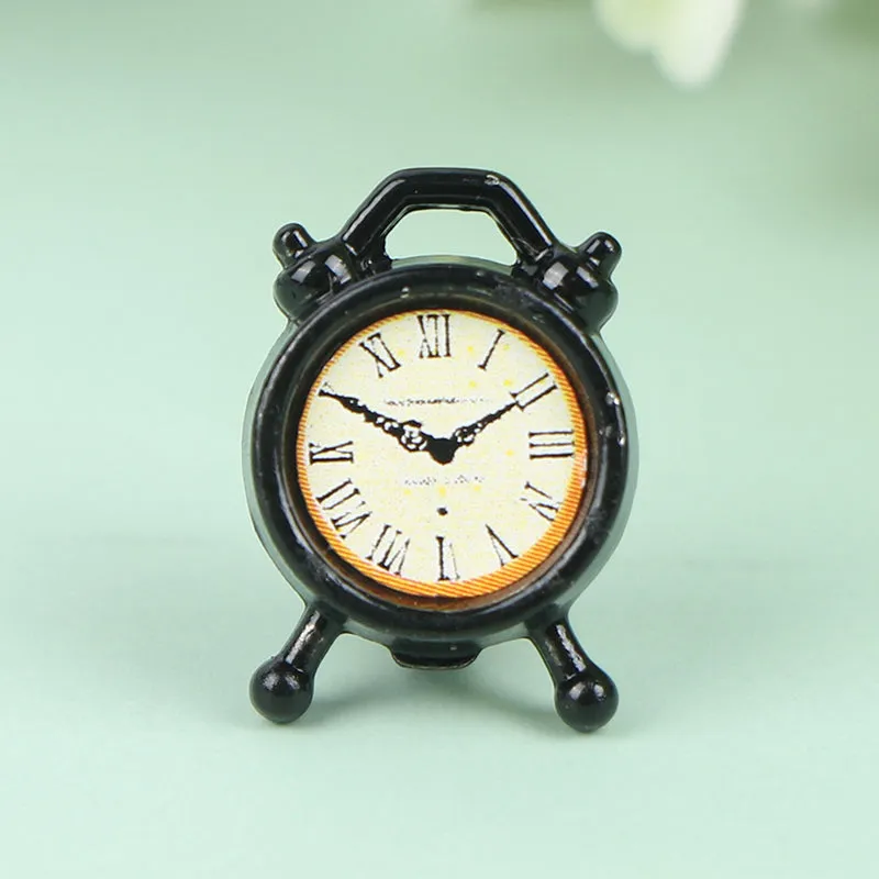 1PC 6 Colors 1:12 Scale Alarm Clock Doll Kitchen Living Room Miniature Dollhouse Mini Home Decoration Toy