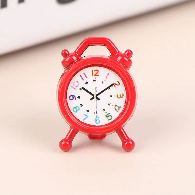 1PC 6 Colors 1:12 Scale Alarm Clock Doll Kitchen Living Room Miniature Dollhouse Mini Home Decoration Toy