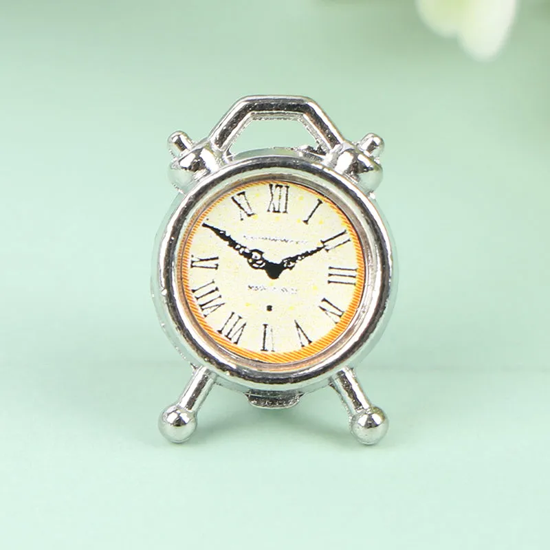 1PC 6 Colors 1:12 Scale Alarm Clock Doll Kitchen Living Room Miniature Dollhouse Mini Home Decoration Toy
