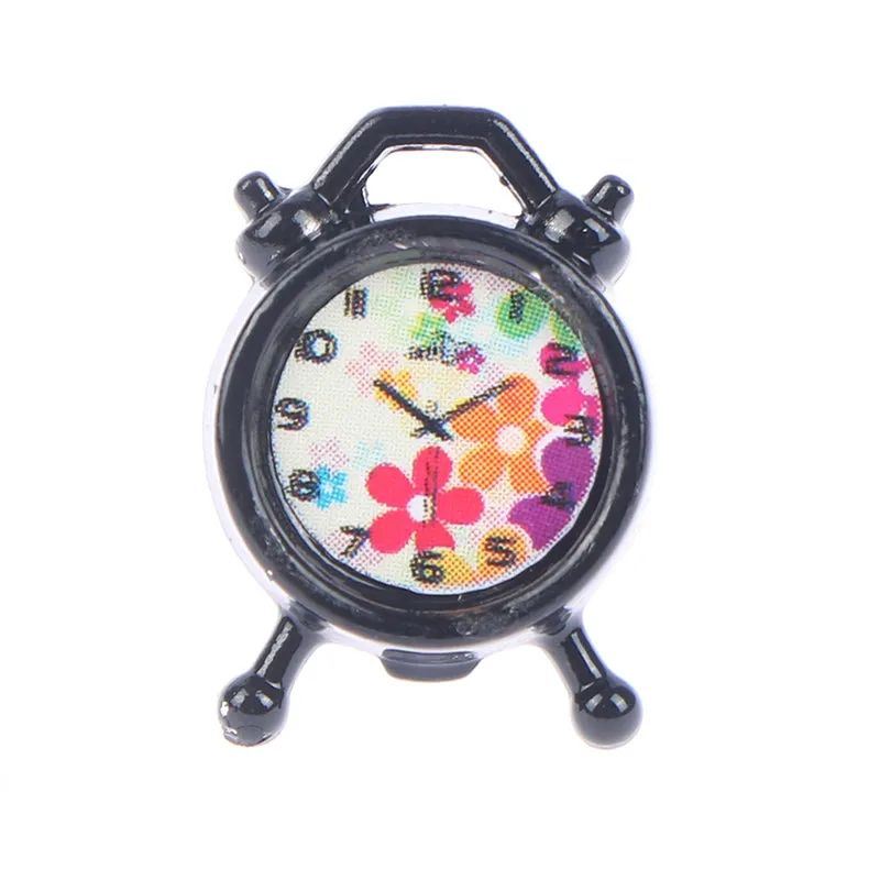 1PC 6 Colors 1:12 Scale Alarm Clock Doll Kitchen Living Room Miniature Dollhouse Mini Home Decoration Toy