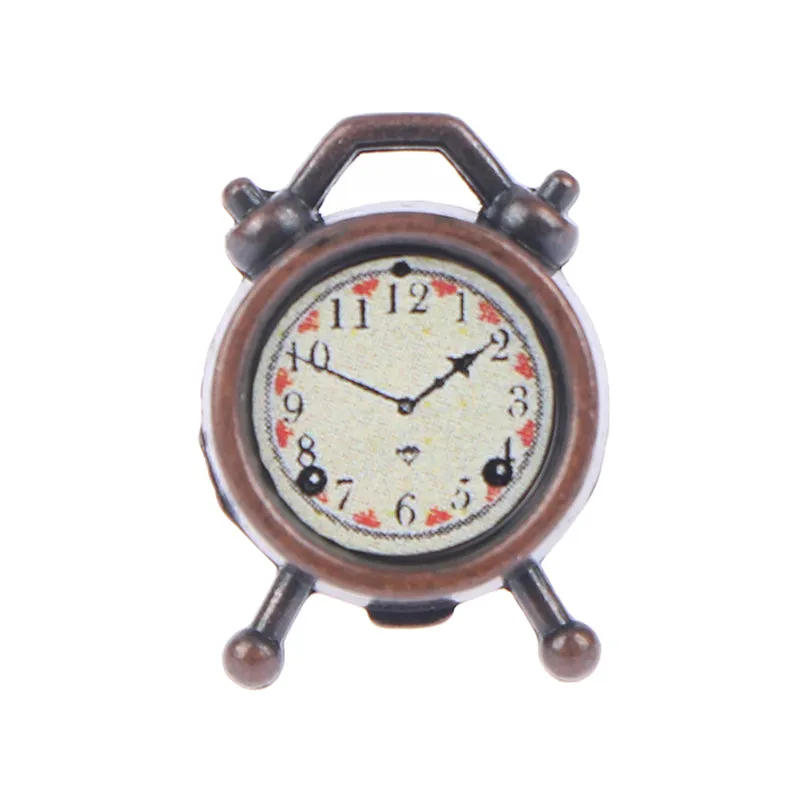 1PC 6 Colors 1:12 Scale Alarm Clock Doll Kitchen Living Room Miniature Dollhouse Mini Home Decoration Toy