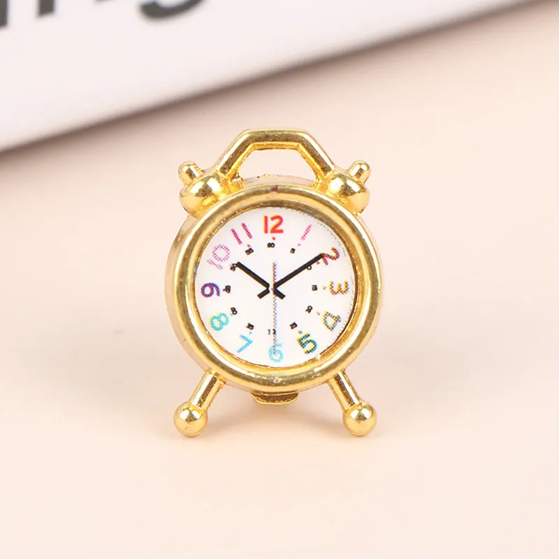 1PC 6 Colors 1:12 Scale Alarm Clock Doll Kitchen Living Room Miniature Dollhouse Mini Home Decoration Toy