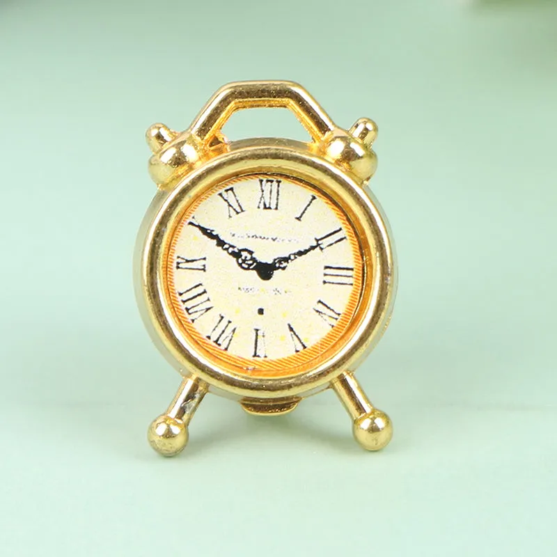 1PC 6 Colors 1:12 Scale Alarm Clock Doll Kitchen Living Room Miniature Dollhouse Mini Home Decoration Toy