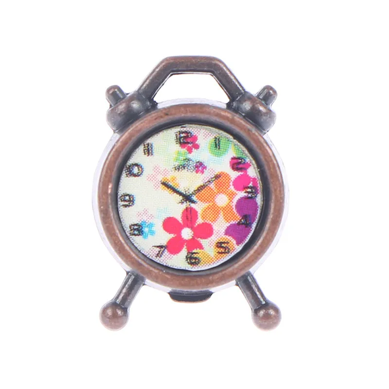 1PC 6 Colors 1:12 Scale Alarm Clock Doll Kitchen Living Room Miniature Dollhouse Mini Home Decoration Toy