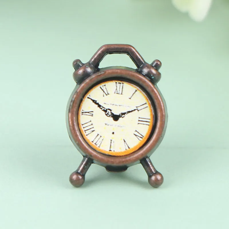 1PC 6 Colors 1:12 Scale Alarm Clock Doll Kitchen Living Room Miniature Dollhouse Mini Home Decoration Toy