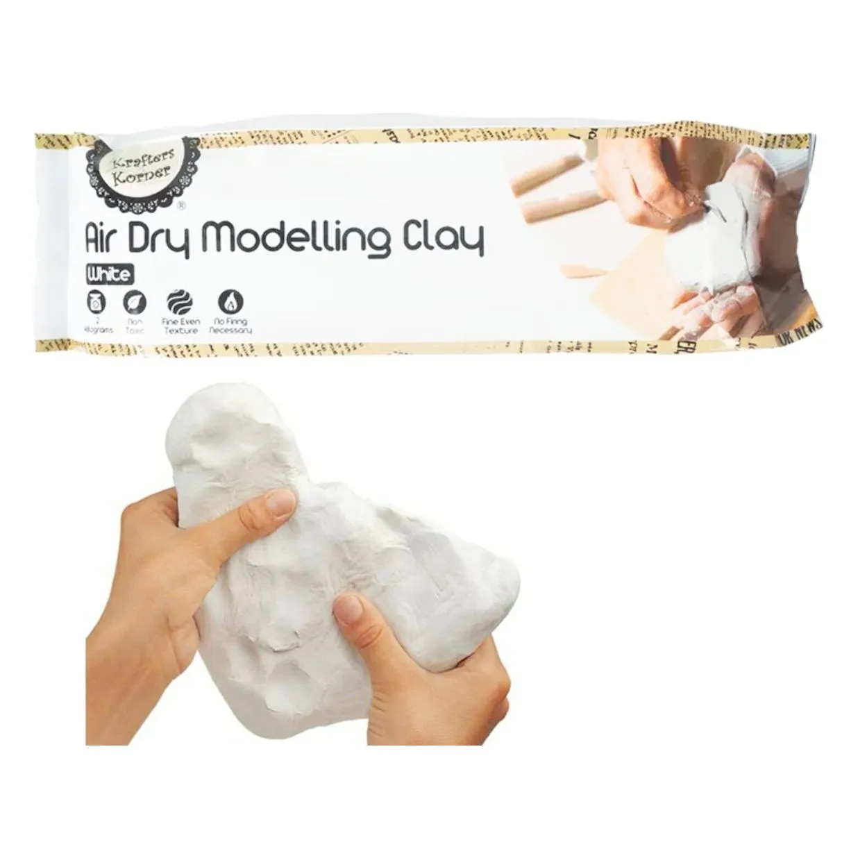 2kg Modelling Clay - White