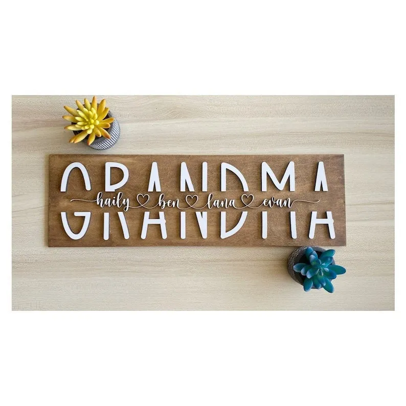 3D Personalized Grandma Sign with Children Name| Personalized Grandma Sign| Mother's Day Gift| Gift for Grandma| Grandma Birthday Gift| GM01