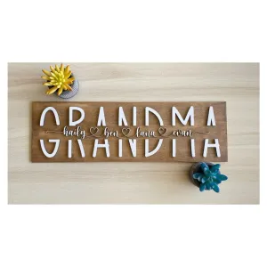 3D Personalized Grandma Sign with Children Name| Personalized Grandma Sign| Mother's Day Gift| Gift for Grandma| Grandma Birthday Gift| GM01