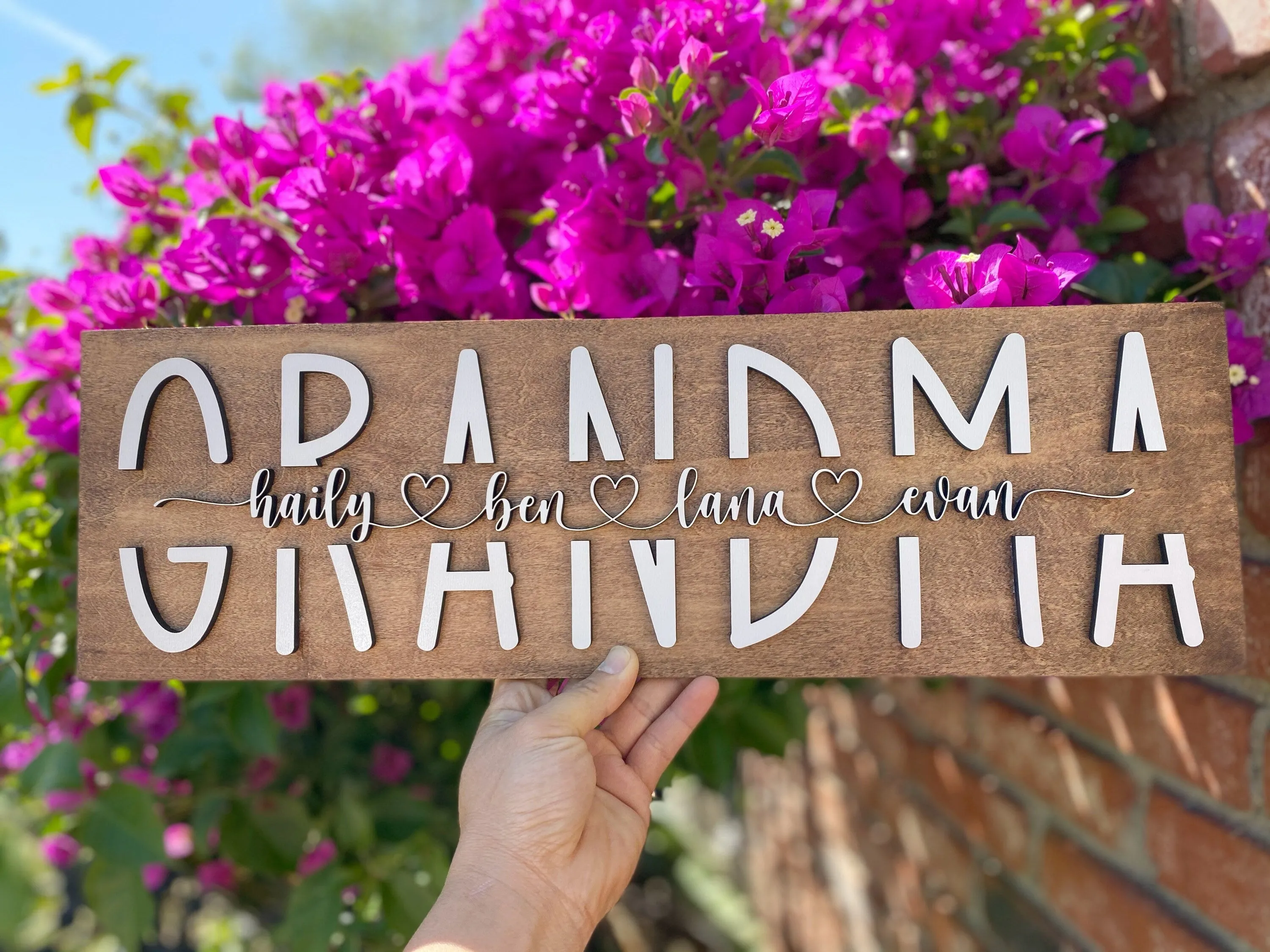3D Personalized Grandma Sign with Children Name| Personalized Grandma Sign| Mother's Day Gift| Gift for Grandma| Grandma Birthday Gift| GM01