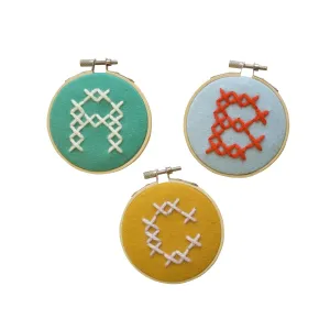 Alphabet Cross Felt Kit Hoops (Multi Colours)