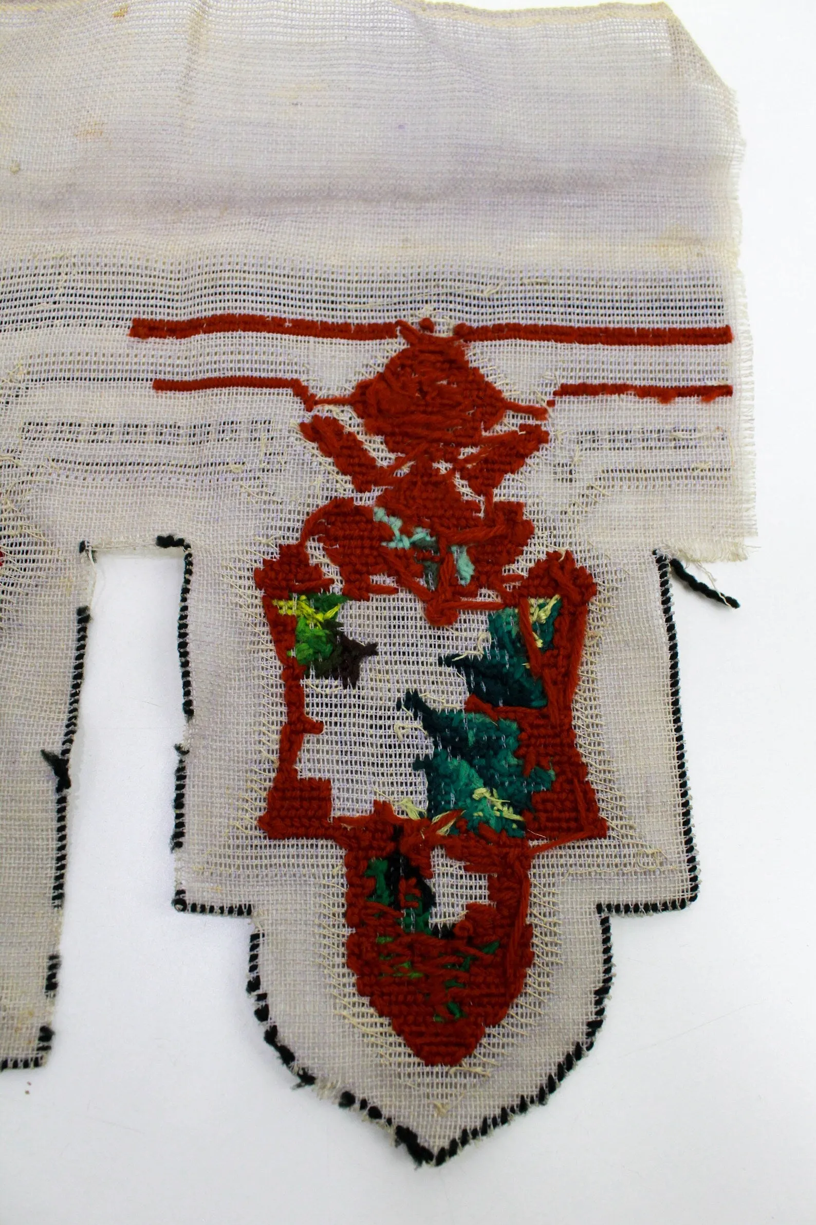 Antique Victorian Floral Needlepoint Beaded Pelmet, Mantel Decor
