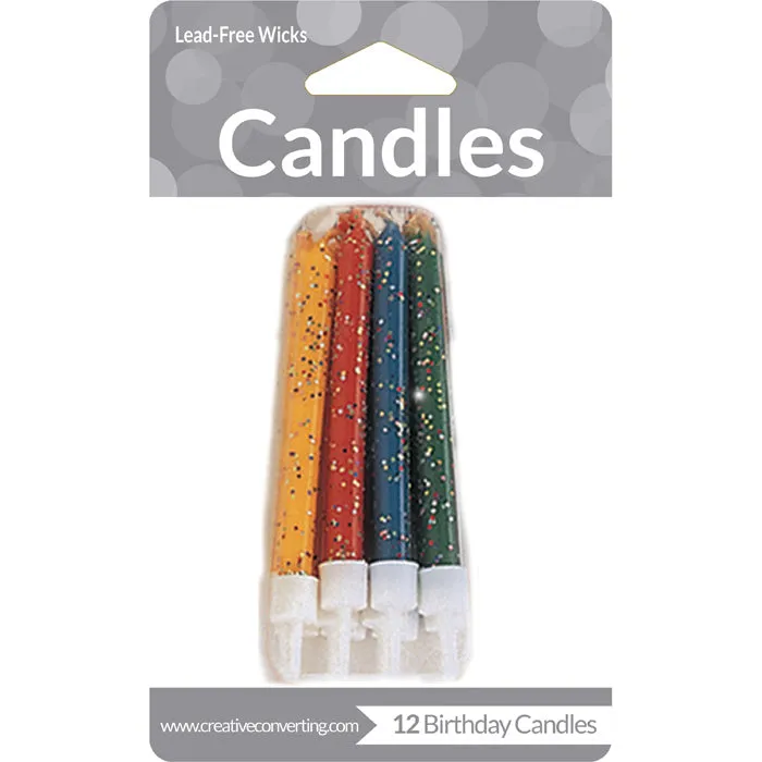 Assorted Glitter Candles (12/Pkg)