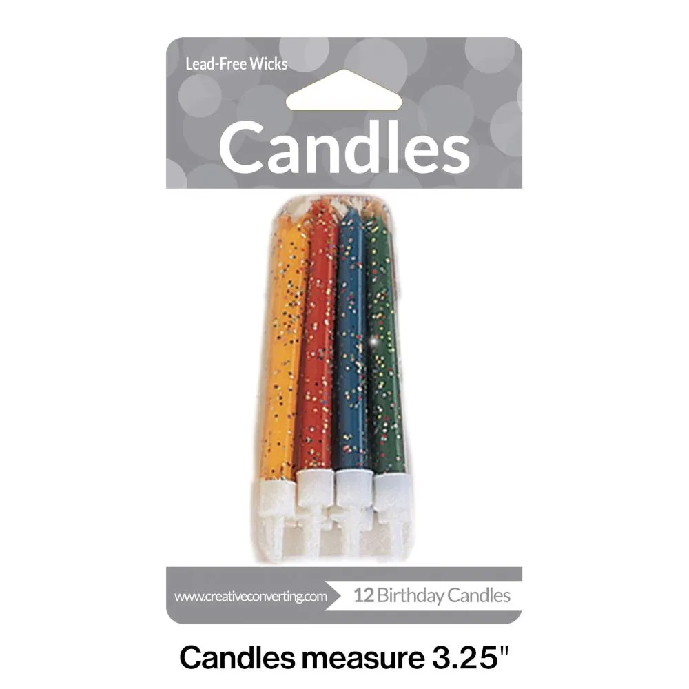 Assorted Glitter Candles (12/Pkg)