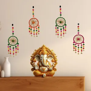 AWANI TRENDS Wool Handmade Colorful Pom Pom Bell Wall and Door Decor Hangings for Home|Festive Decoration|Temple Decoration|Pooja Room Decoration|Room,Decorative (Bell4_Wall Hangings)