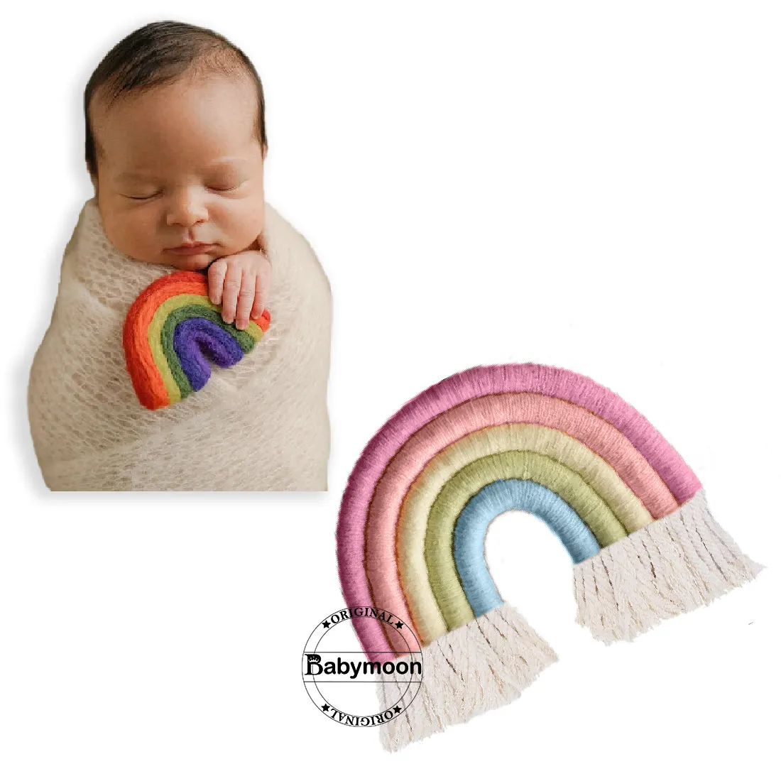 Babymoon Macrame | Wall Hanging | Rainbow Baby Photography Accessories Kids Photoshoot Props