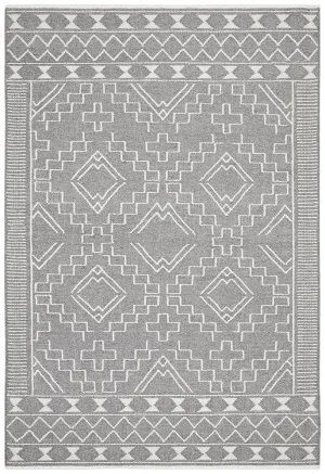 Bohemian Chic Woven Rug - Grey