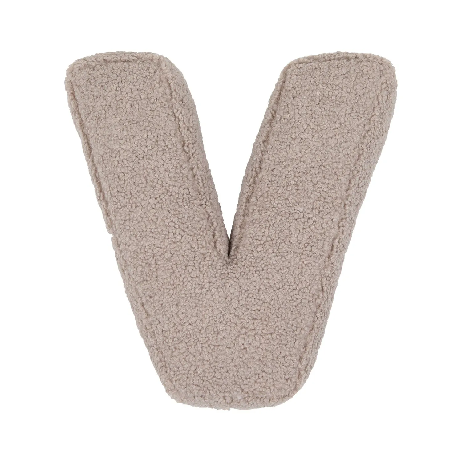 Boucle Letter Cushion V Mocha | Teddy Letter Cushion Mocha