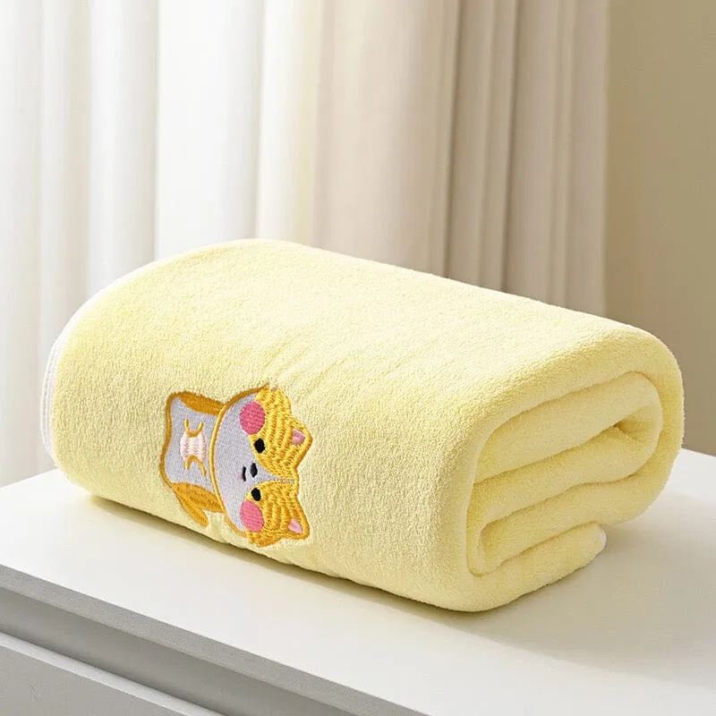 Cartoon Animal Embroidered Bath Towel