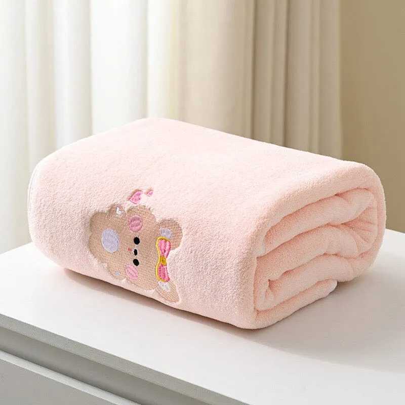 Cartoon Animal Embroidered Bath Towel