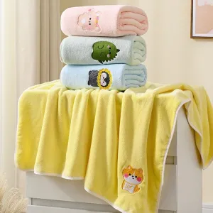 Cartoon Animal Embroidered Bath Towel