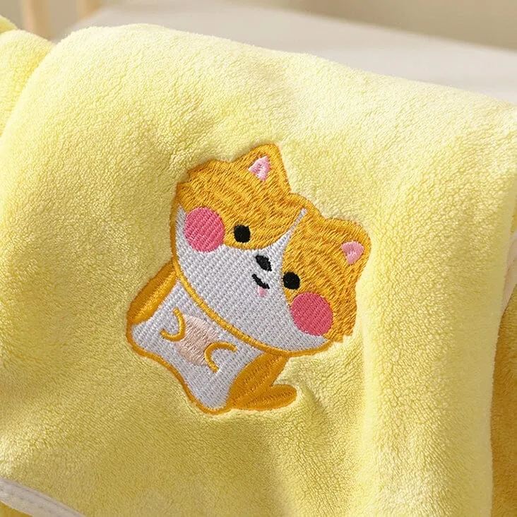 Cartoon Animal Embroidered Bath Towel