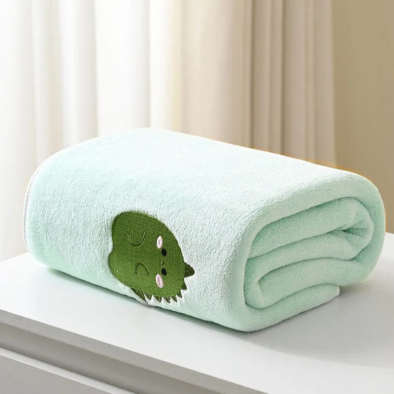 Cartoon Animal Embroidered Bath Towel