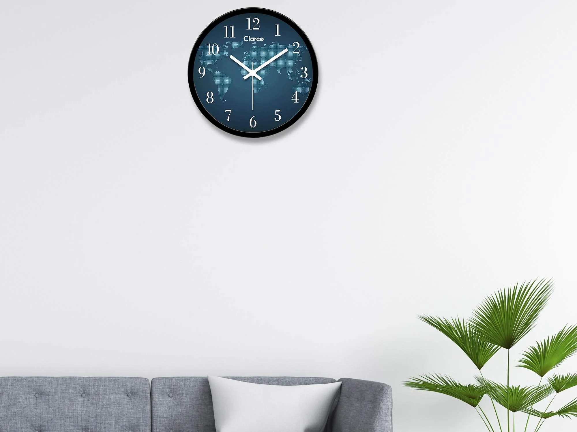 Clarco World Theme Analogue Round Plastic Wall Clock with Glass for Home/Living Room/Bedroom/Kitchen/Office (12 x 12 Inch / 30 x 30 cm)(WL_779L)