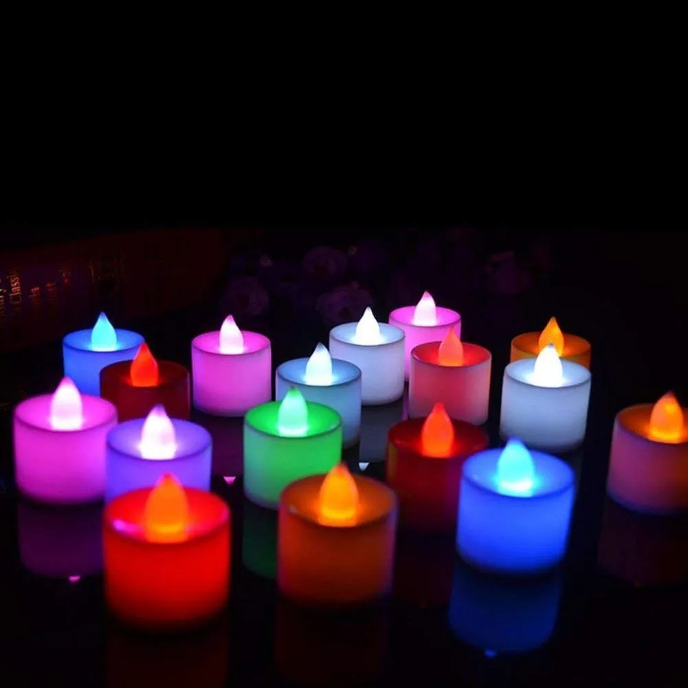 Galaxy Acrylic Led Tea Light Candle Led Diya Multicolored (Pack of 24)