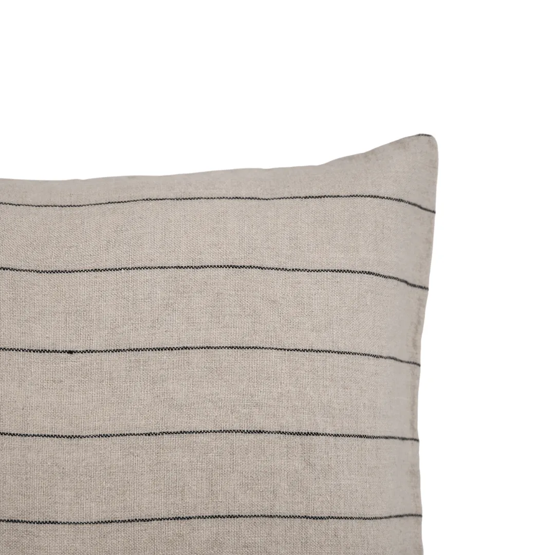 Linen Cushion Cover | Stonewashed Natural/Black NB | 45x45cm