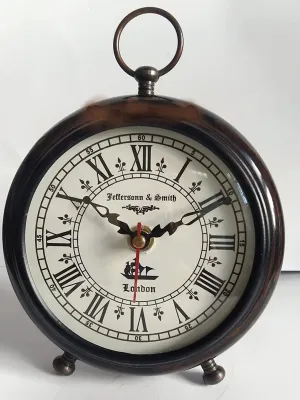 Nautical Edge - Unique Priced Handmade Vintage Wooden Table Top Clock Desk Clock Home & Office Study Living Room Decoration Gift Item (Brown)