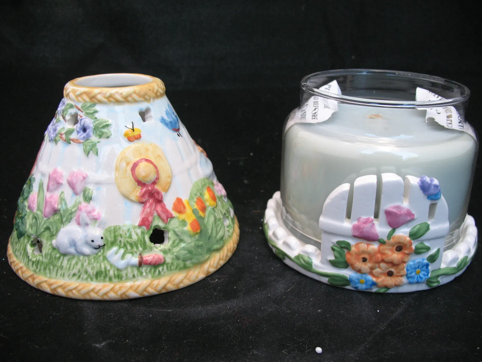 NEW NIB AVON SPRING FLORAL FLOWERS GARDEN Scented JAR CANDLE LIGHT Ceramic LAMP SHADE SET