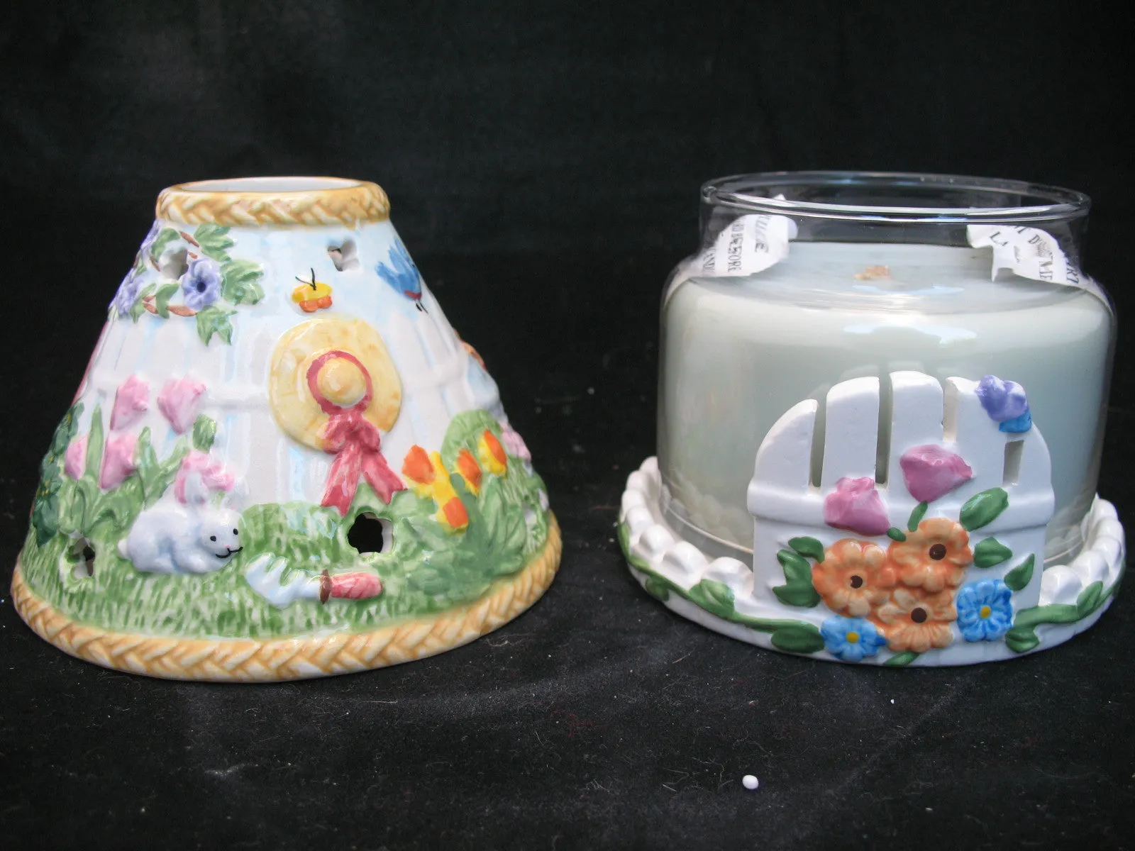 NEW NIB AVON SPRING FLORAL FLOWERS GARDEN Scented JAR CANDLE LIGHT Ceramic LAMP SHADE SET