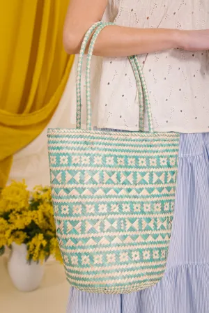 Raffia Beach Basket in Green