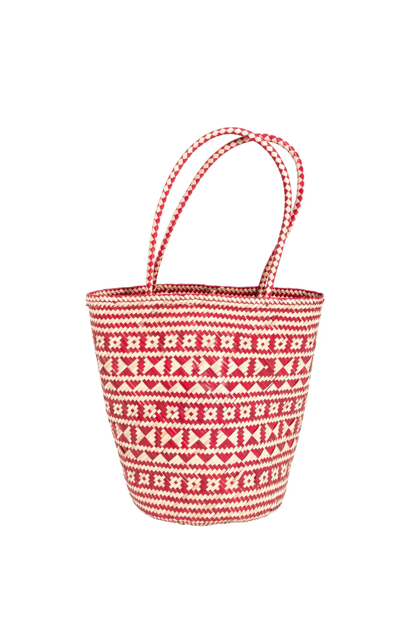Raffia Beach Basket in Red