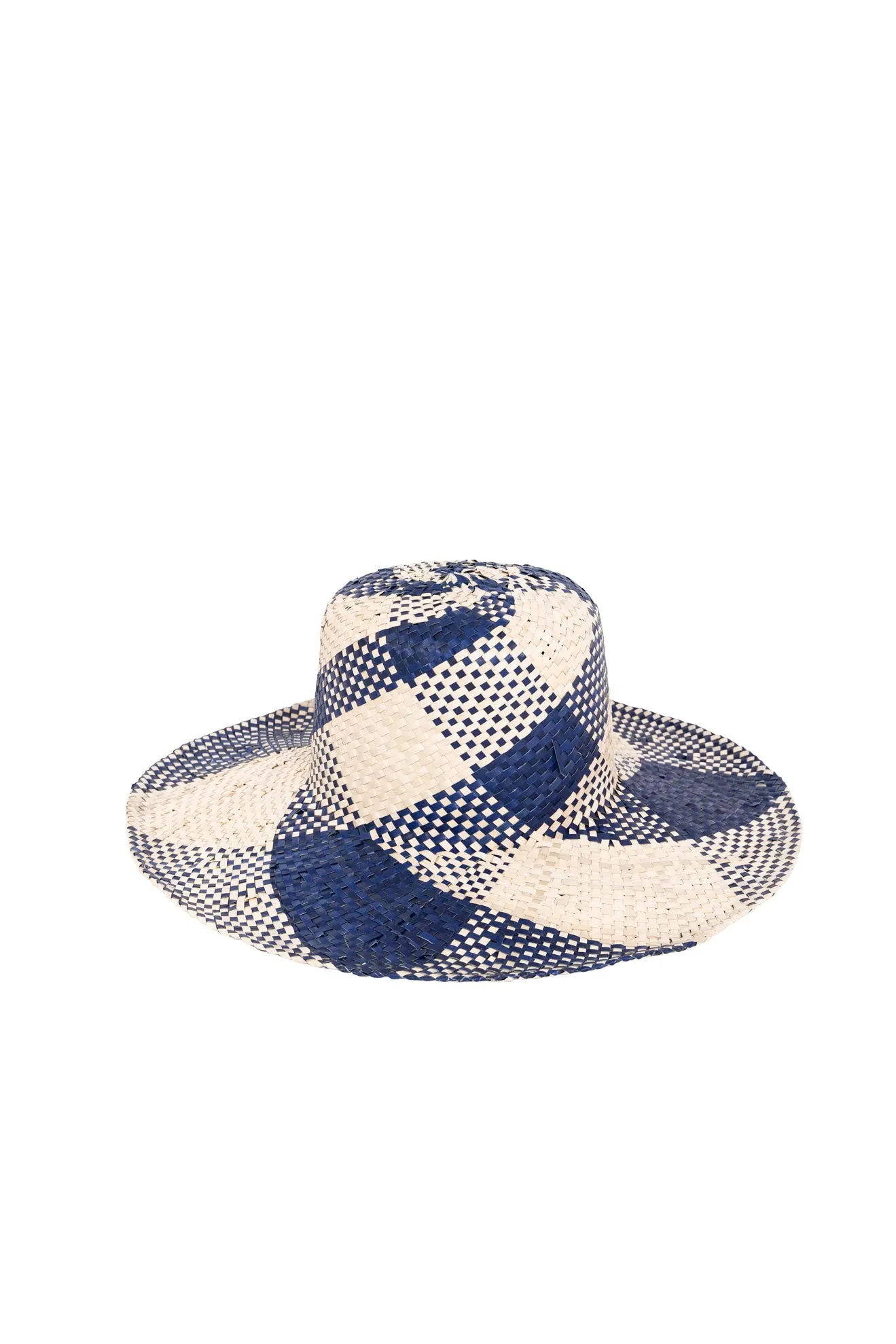 Raffia Sun Hat in Navy/Cream