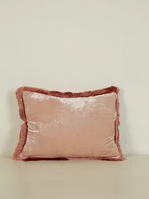 Rectangular Cushion 30x40 - Orchid with Peach Rose Fringe