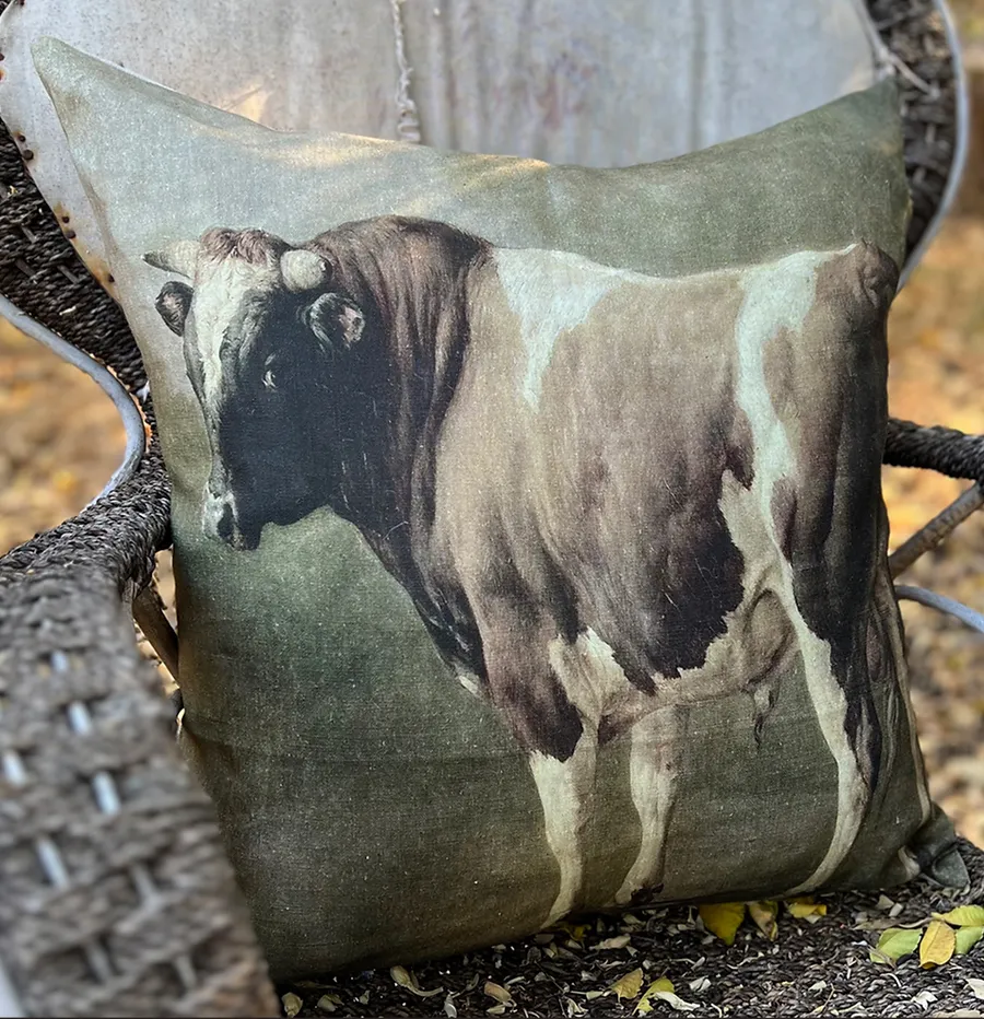 Square cushion digitally printed linen