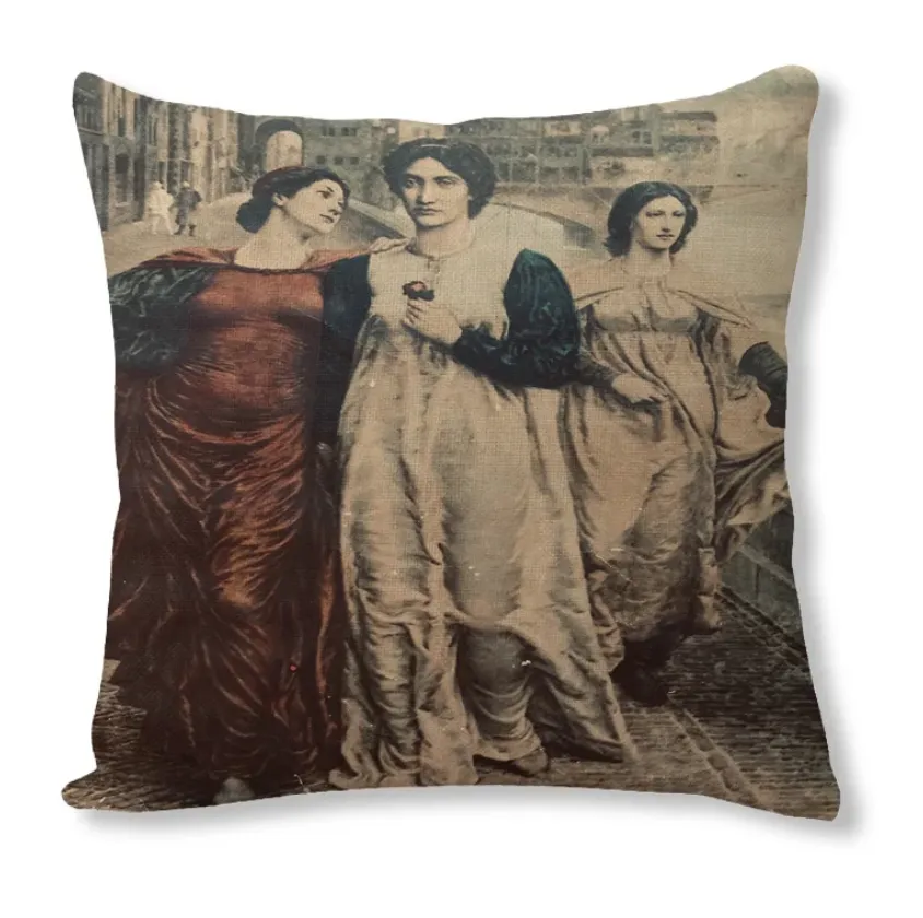 Square cushion digitally printed linen