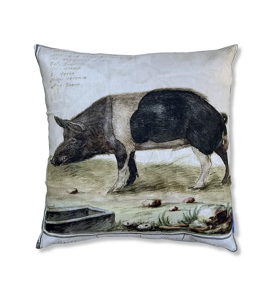 Square cushion digitally printed linen