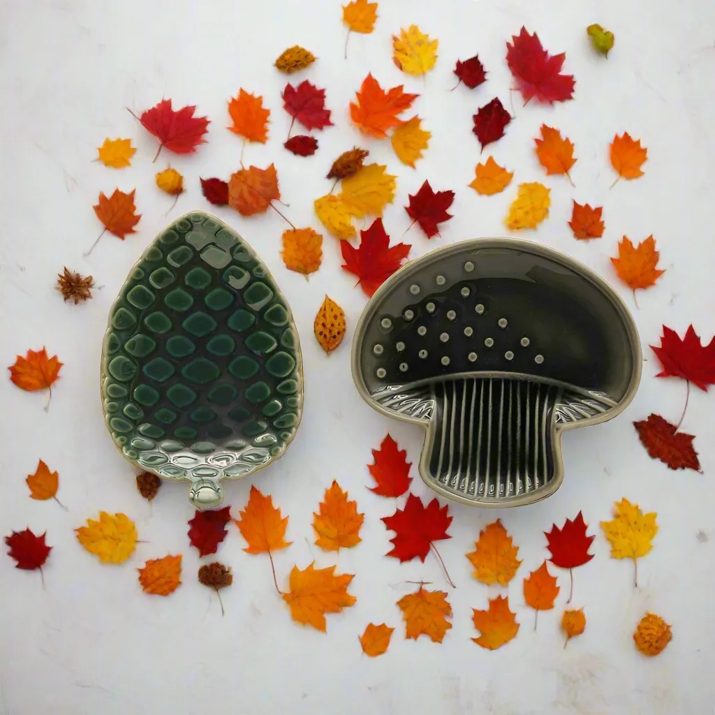 Stoneware Pinecone Mushroom Shaped Plate